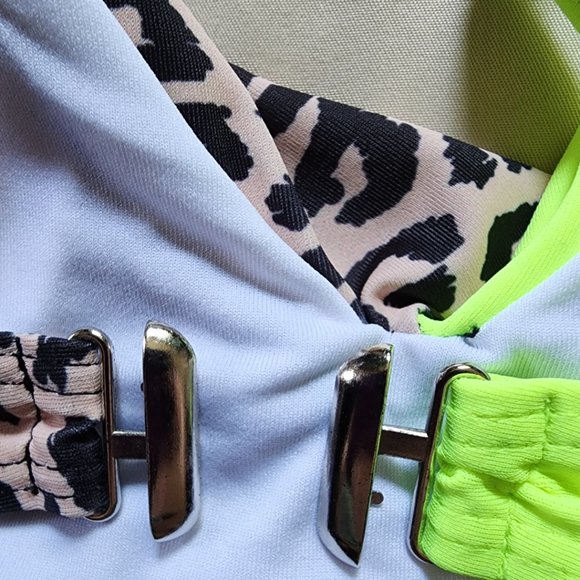 NIB  L'ASHER (S) Lime/Yellow and Leopard Bikini Small NEW in BAG - Picture 4 of 6